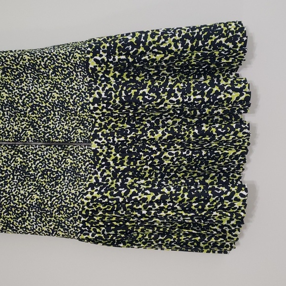 LOFT Animal Print Mini Dress 4 Black Blue Green Pleats Leopard Mobwife Office - Picture 16 of 16